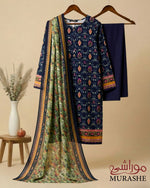 Rijja by Murashe RM#163 premium lawn 3-piece unstitched suit with intricate design and vibrant colors displayed on fabric.