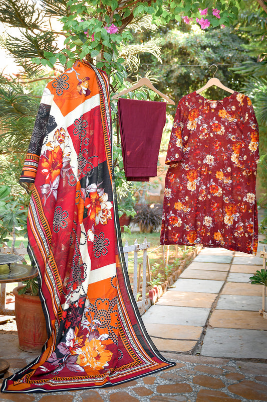 Nuray Slub Khaddar Three Piece D-03