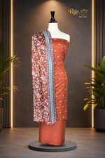 MURASHE Rijja RM-203 premium unstitched lawn suit with intricate floral patterns in vibrant colors on lightweight fabric.
