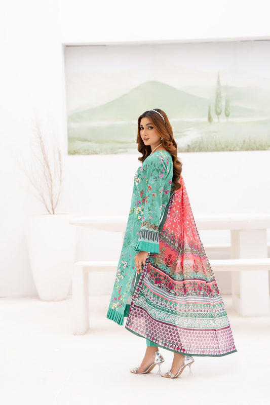 Gull-e-Noor MFDS-D4-GN-3P-02 Slub Lawn Three Piece