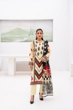 Gull-e-Noor MFDS-D4-GN-3P-10 Slub Lawn Three Piece - MURASHE