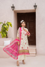 Salwa MFDS-E4-SA-3P-02 Cross Slub Lawn Three Piece - MURASHE