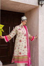 Salwa MFDS-E4-SA-3P-02 Cross Slub Lawn Three Piece - MURASHE