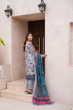 Salwa MFDS-E4-SA-3P-08 Cross Slub Lawn Three Piece - MURASHE