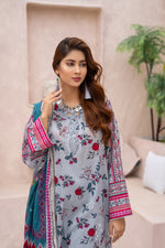 Salwa MFDS-E4-SA-3P-08 Cross Slub Lawn Three Piece - MURASHE