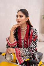 Salwa MFDS-E4-SA-3P-09 Cross Slub Lawn Three Piece - MURASHE