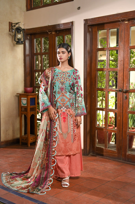 Zayna MFDS-J4-ZA-3P-10 Slub Lawn Three Piece