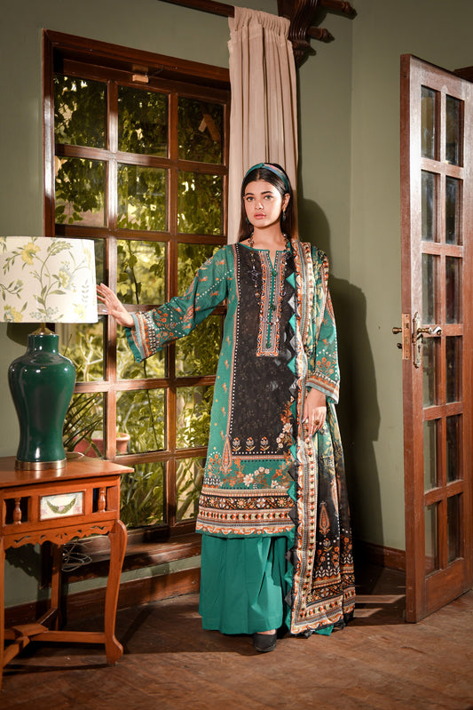 Zayna MFDS-J4-ZA-3P-01 Slub Lawn Three Piece