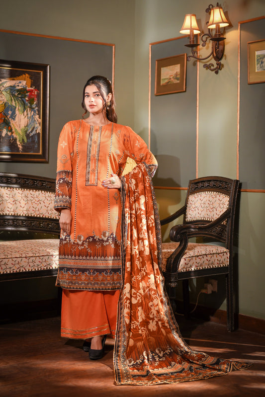 Zayna MFDS-J4-ZA-3P-02 Slub Lawn Three Piece