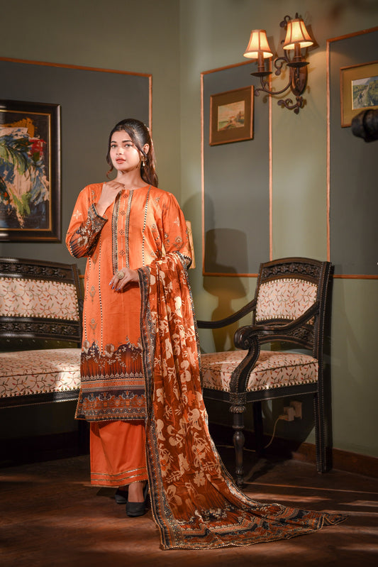 Zayna MFDS-J4-ZA-3P-02 Slub Lawn Three Piece