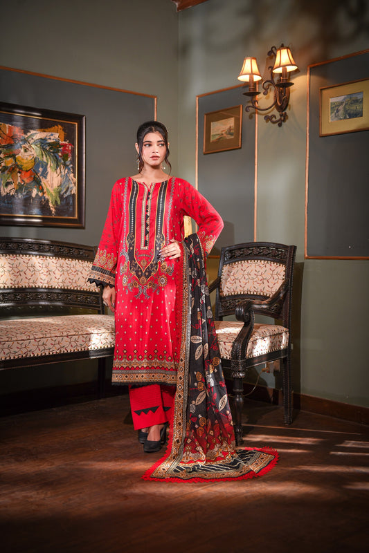 Zayna MFDS-J4-ZA-3P-03 Slub Lawn Three Piece