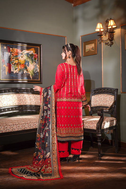 Zayna MFDS-J4-ZA-3P-03 Slub Lawn Three Piece