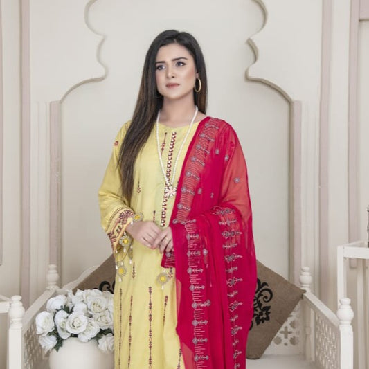 Vital V2 Luxury Embroidered Lawn MFD-23-V2-02 - Yellow