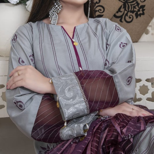 Vital V2 Luxury Embroidered Lawn MFD-23-V2-03 - Gray