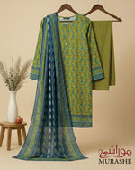 Rijja by Murashe RM#166 premium lawn 3-piece unstitched suit with intricate embroidery and vibrant fabric, displayed flat.