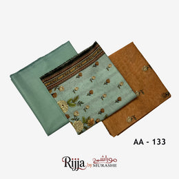 Rijja AA-133 Premium Unstitched Lawn Suit - MURASHE