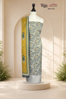 Rijja RM-256 Premium Unstitched Lawn Suit