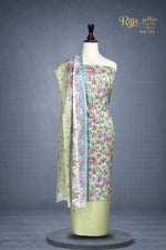 MURASHE Rijja RM-194 premium unstitched lawn suit featuring intricate fabric design and vibrant colors, suitable for customization.