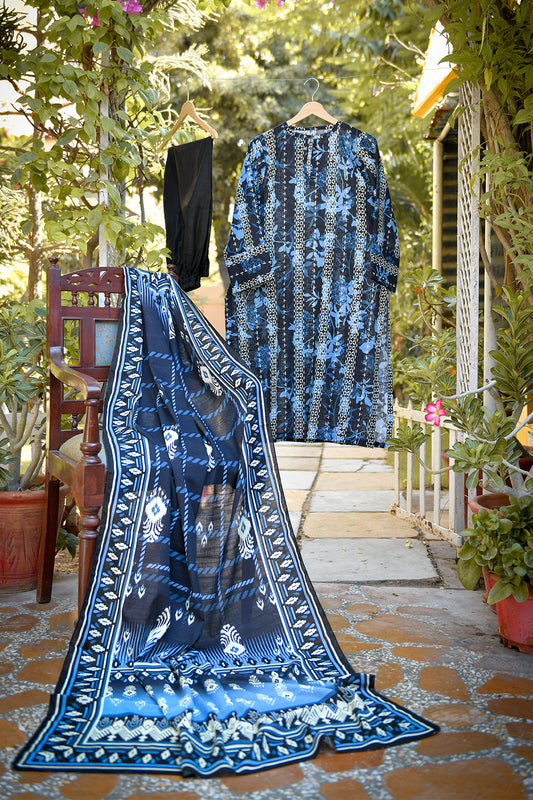 Nuray Slub Khaddar Three Piece D-02
