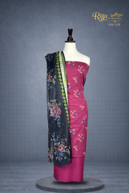 Rijja RM-198 Premium Unstitched Lawn Suit