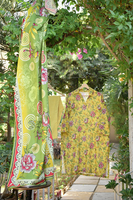 Nuray Slub Khaddar Three Piece D-07