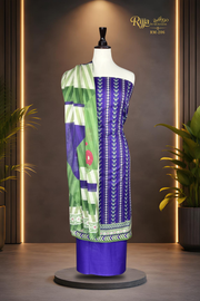 MURASHE Rijja RM-206 premium unstitched lawn suit with intricate embroidery in vibrant colors, displayed on a hanger.