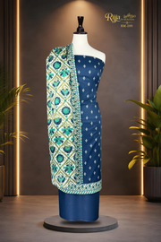MURASHE Rijja RM-209 premium unstitched lawn suit in vibrant fabric, featuring intricate embroidery and colorful design details.