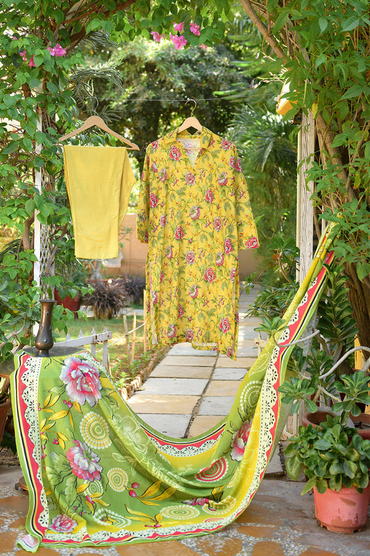 Nuray Slub Khaddar Three Piece D-07