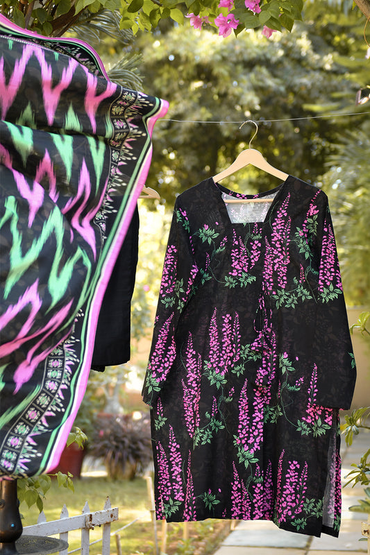 Nuray Slub Khaddar Three Piece D-08