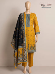 3 Piece - Unstitched Khaddar – D#3002 Mustard