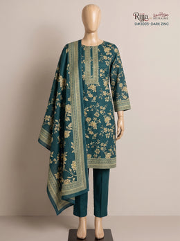 3 Piece - Unstitched Khaddar – D#3005 Dark Zink