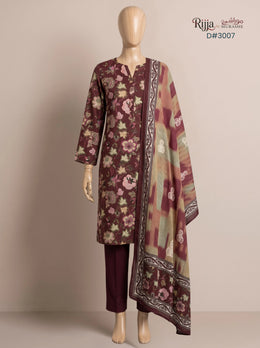 3 Piece - Unstitched Khaddar – D#3007