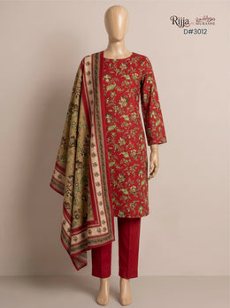 3 Piece - Unstitched Khaddar – D#3012