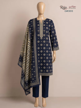 3 Piece - Unstitched Khaddar – D#3013