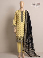3 Piece - Unstitched Khaddar – D#3015