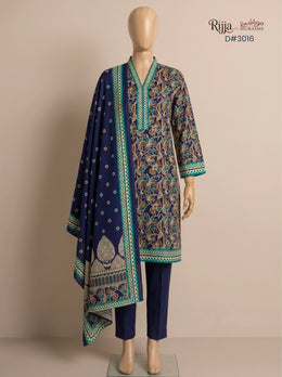 3 Piece - Unstitched Khaddar – D#3016