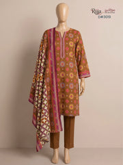 3 Piece - Unstitched Khaddar – D#3019
