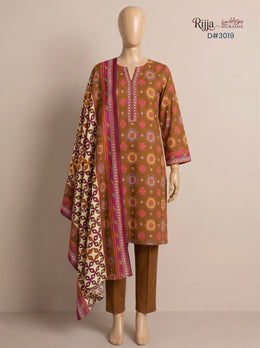 3 Piece - Unstitched Khaddar – D#3019