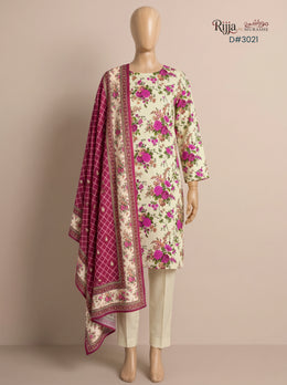 3 Piece - Unstitched Khaddar – D#3021