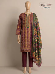 3 Piece - Unstitched Khaddar – D#3022