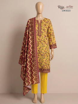3 Piece - Unstitched Khaddar – D#3023