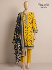 3 Piece - Unstitched Khaddar – D#3024