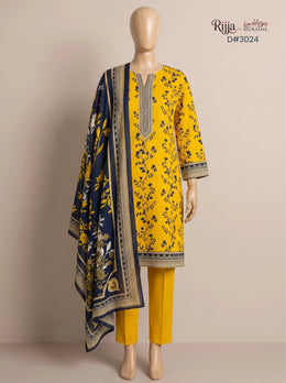 3 Piece - Unstitched Khaddar – D#3024