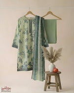 MURASHE Rijja AA-135 Premium Unstitched Lawn Suit fabric with intricate floral patterns in vibrant colors.