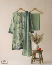 MURASHE Rijja AA-135 Premium Unstitched Lawn Suit fabric with intricate floral patterns in vibrant colors.