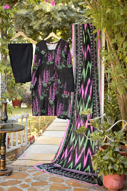 Nuray Slub Khaddar Three Piece D-08