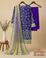 Rijja by Murashe RM#140 premium lawn 3-piece unstitched suit fabric with intricate embroidery and vibrant colors, laid flat.