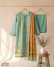 MURASHE Rijja AA-133 Premium Unstitched Lawn Suit with intricate embroidery and vibrant fabric for elegant summer wear.