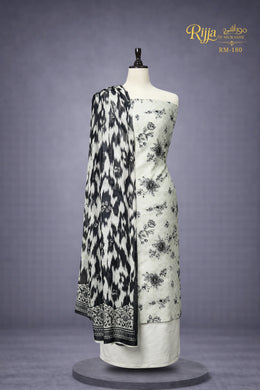 MURASHE Rijja RM-180 premium unstitched lawn suit with intricate embroidery and vibrant fabric, displayed flat on a white background.