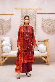 Salwa MFDS-E4-SA-3P-10 Cross Slub Lawn Three Piece - MURASHE